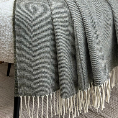 Lambswool Throw - Landscape/Olive