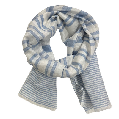 Scarf - Linen Stripe Blue #7