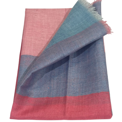 Scarf - Linen Check Light Blue/Pink #3