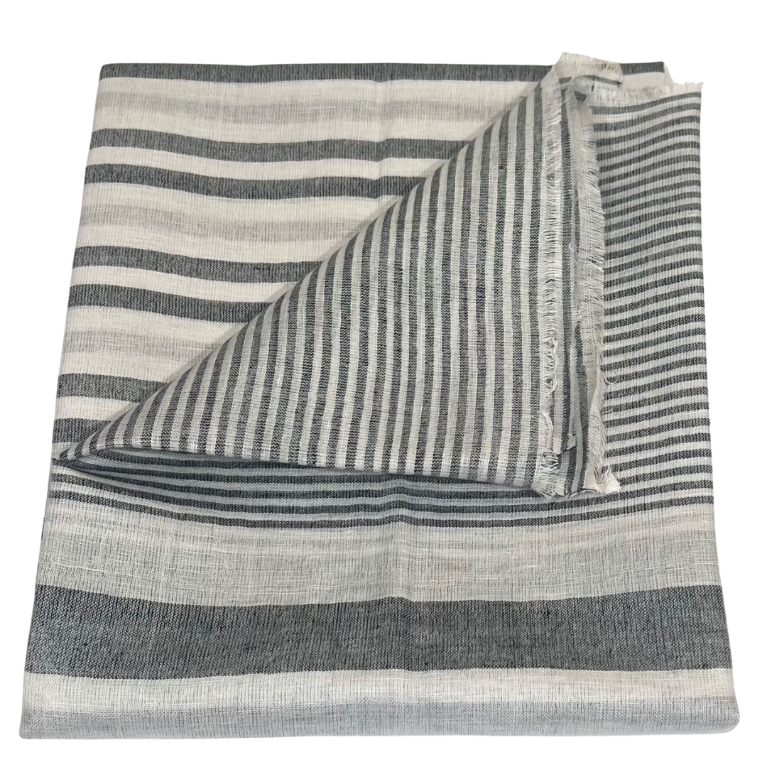 Scarf - Linen Stripe Black #5