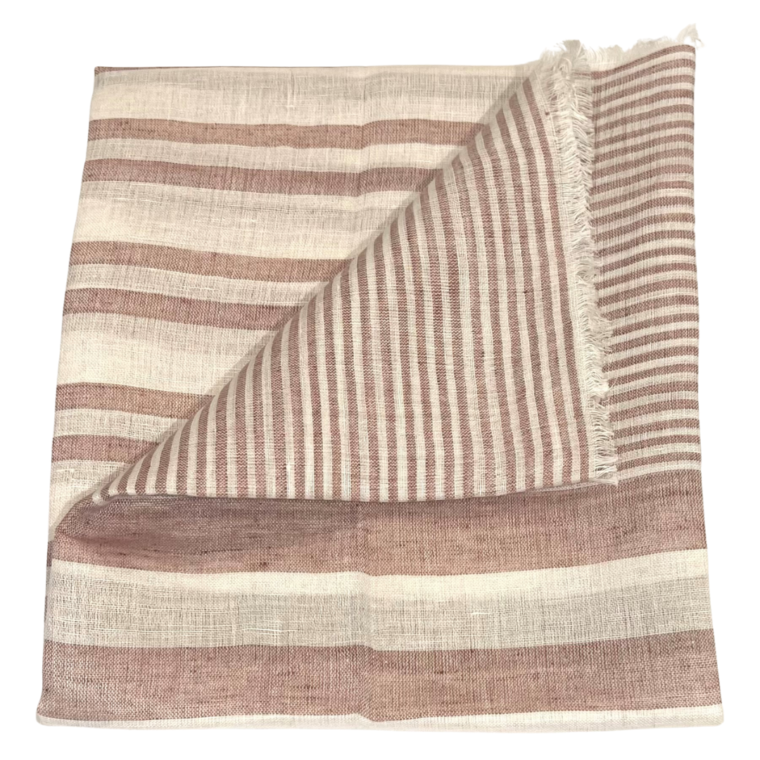 Scarf - Linen Stripe Brown #6