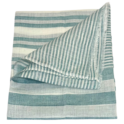 Scarf - Linen Stripe Green #8