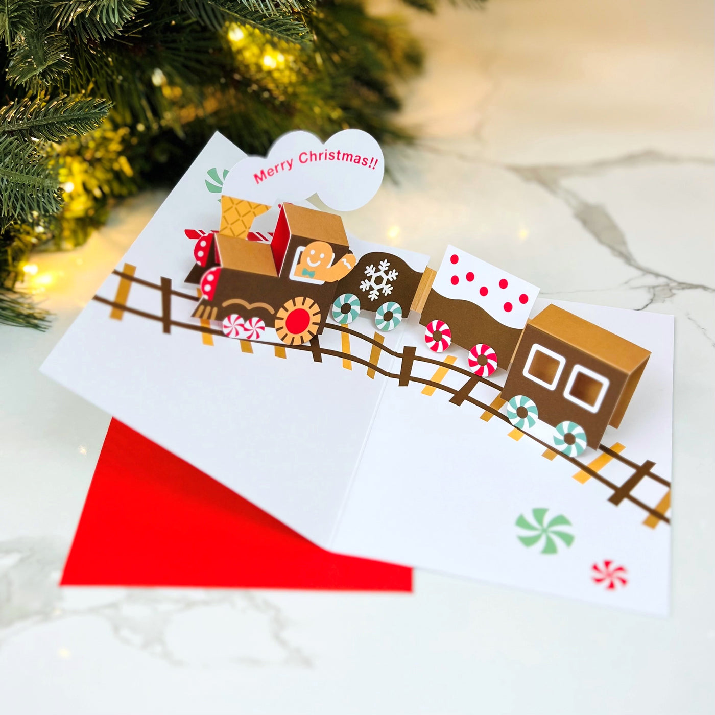 Moma Pop-Up Christmas Card - Gingerbread Train