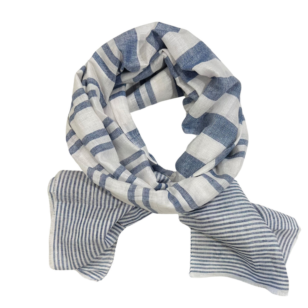 Scarf - Linen Stripe Navy #2