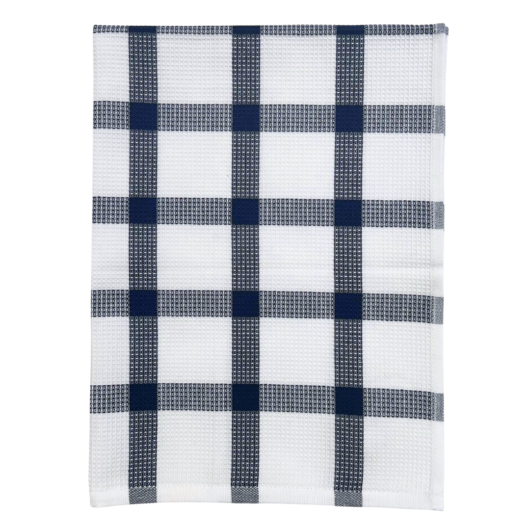 Tea Towel - Navy Check waffle
