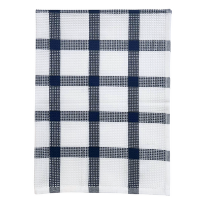 Tea Towel - Navy Check waffle