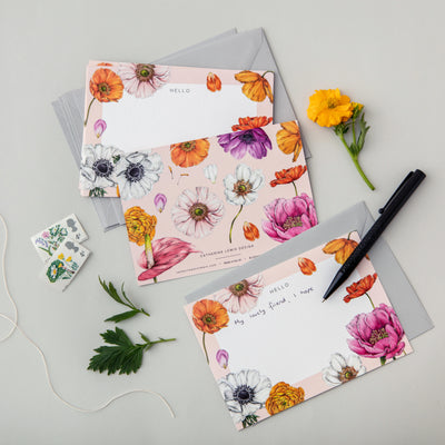 Notecard & Envelope Set - Floral Brights