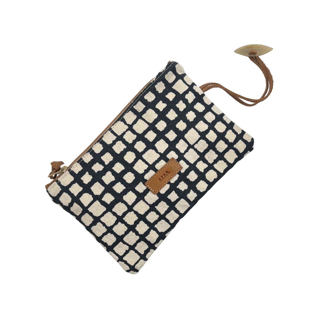 Canvas Pouch - Navy Grid