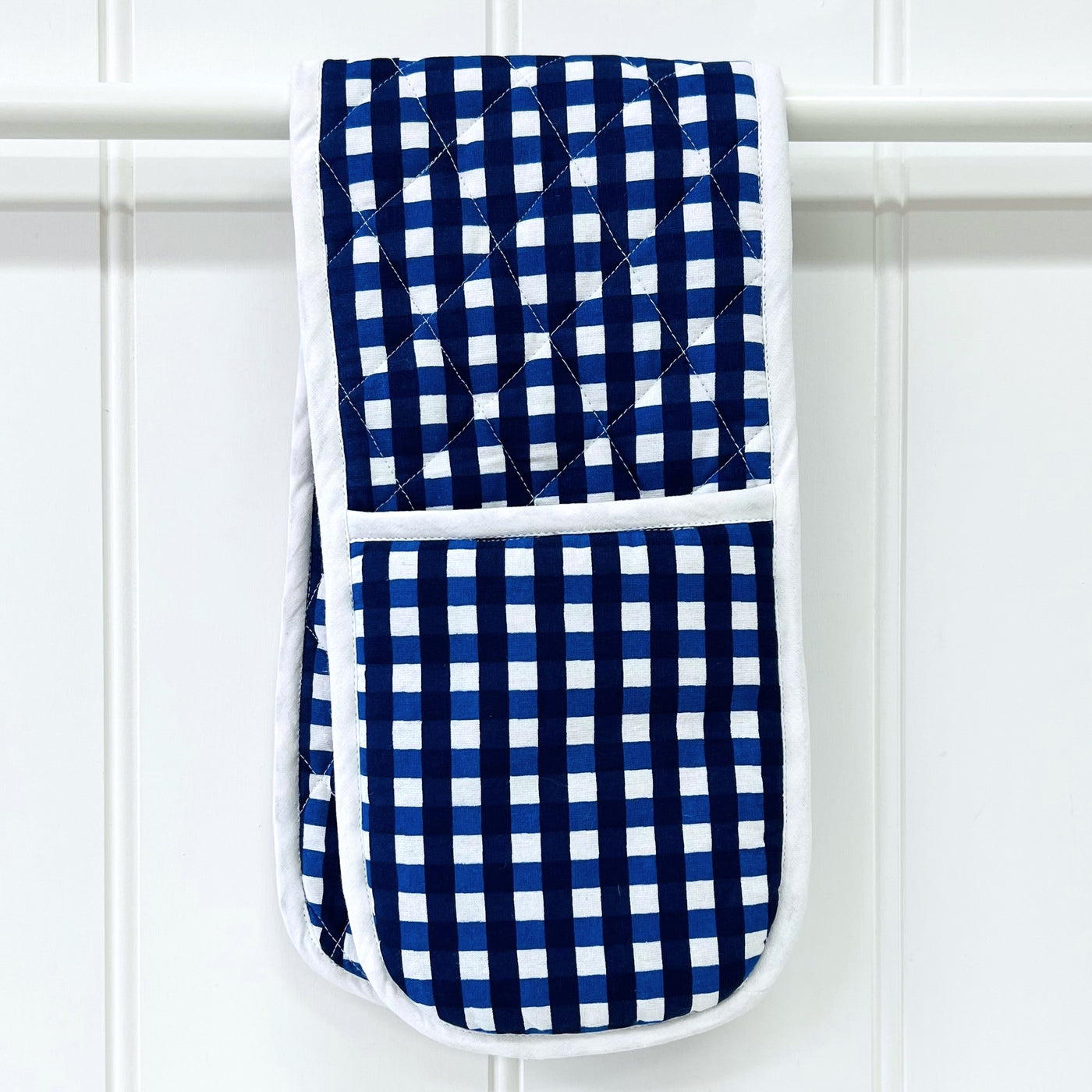 Navy & Royal Blue Check Double Oven Glove