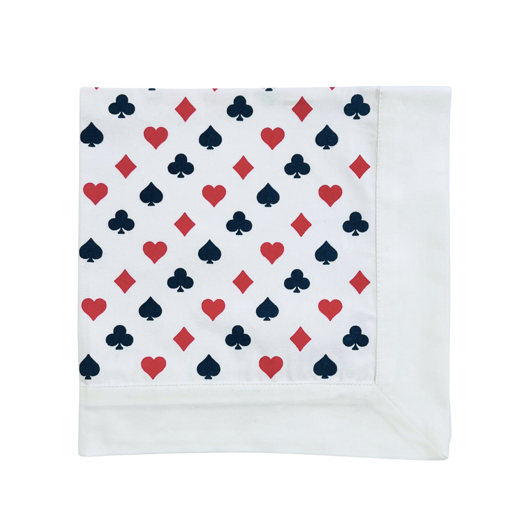 Bridge Napkin - Raspberry & Navy