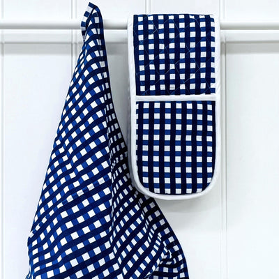 Navy & Royal Blue Check Double Oven Glove