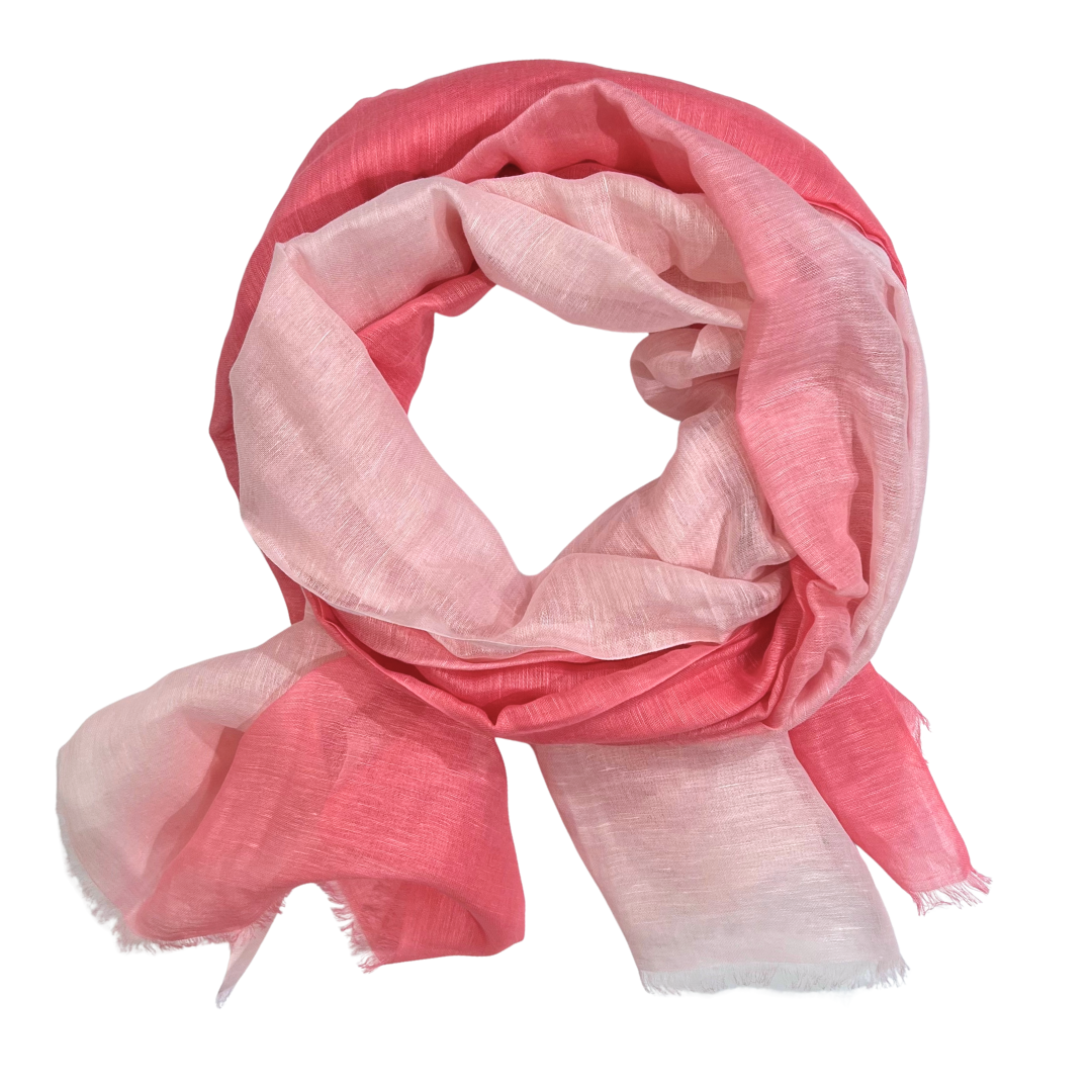 Scarf - Linen/Cotton Ombre Pale Pink