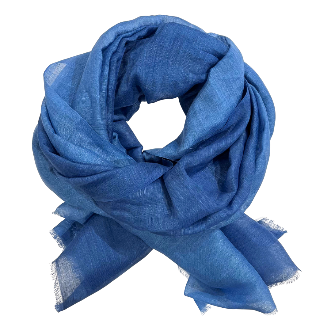 Scarf - Linen/Cotton Ombre Cornflower Blue
