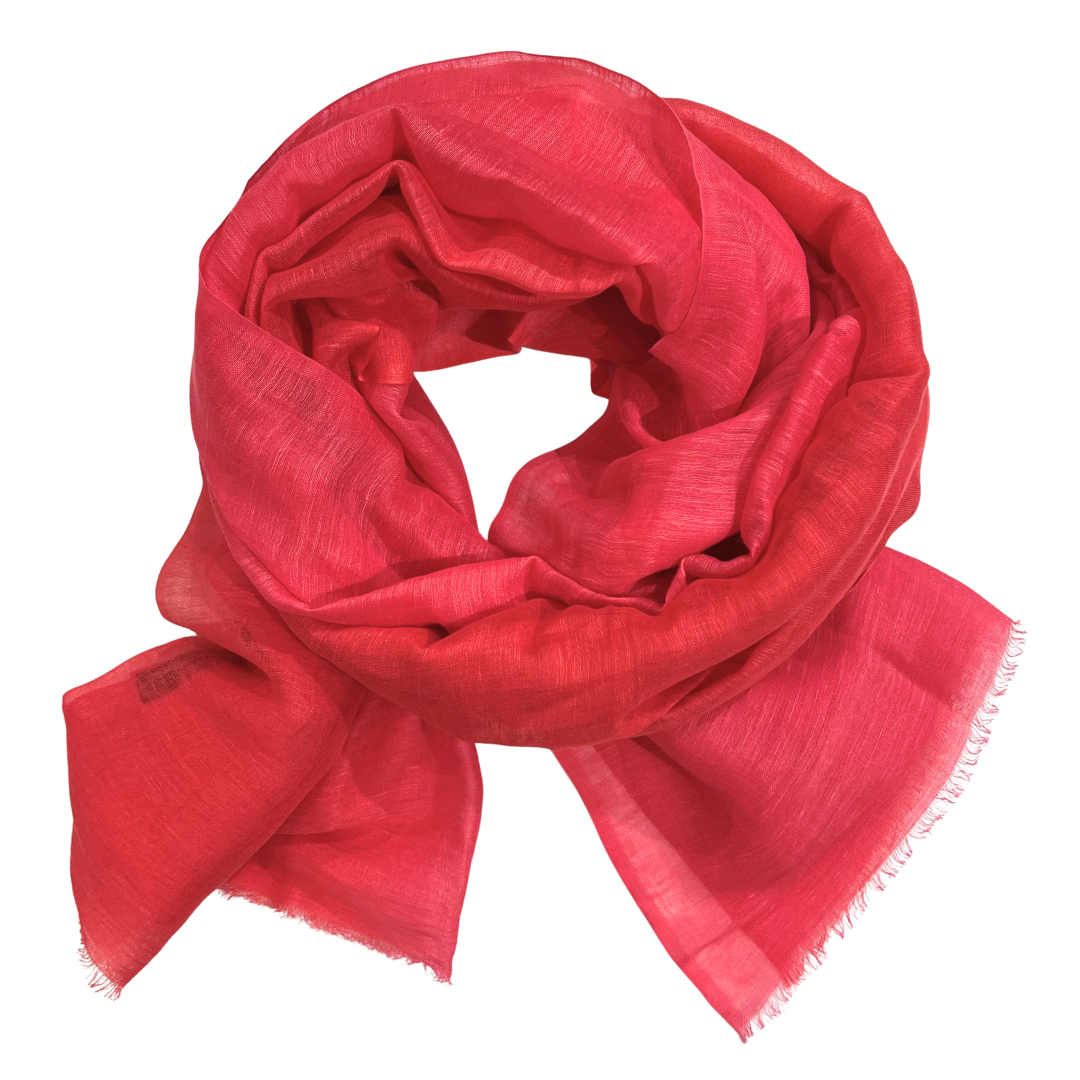 Scarf - Linen/Cotton Ombre Hot Pink
