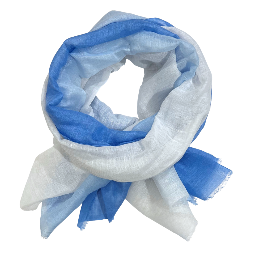 Scarf - Linen/Cotton Ombre Pale Blue