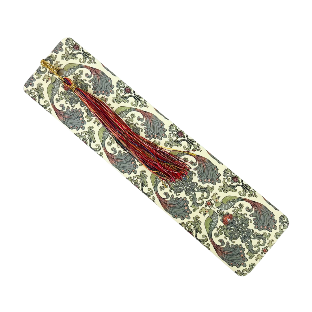 Bookmark with Tassel - Patterned Peacocks