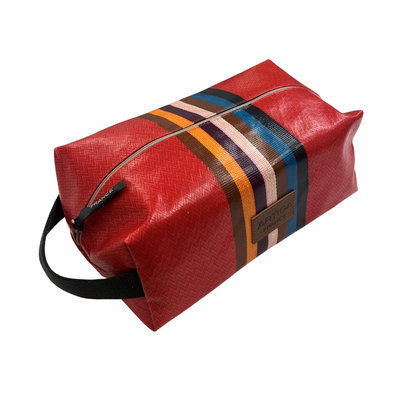 Waxed Toiletry Bag - Orange Chevron