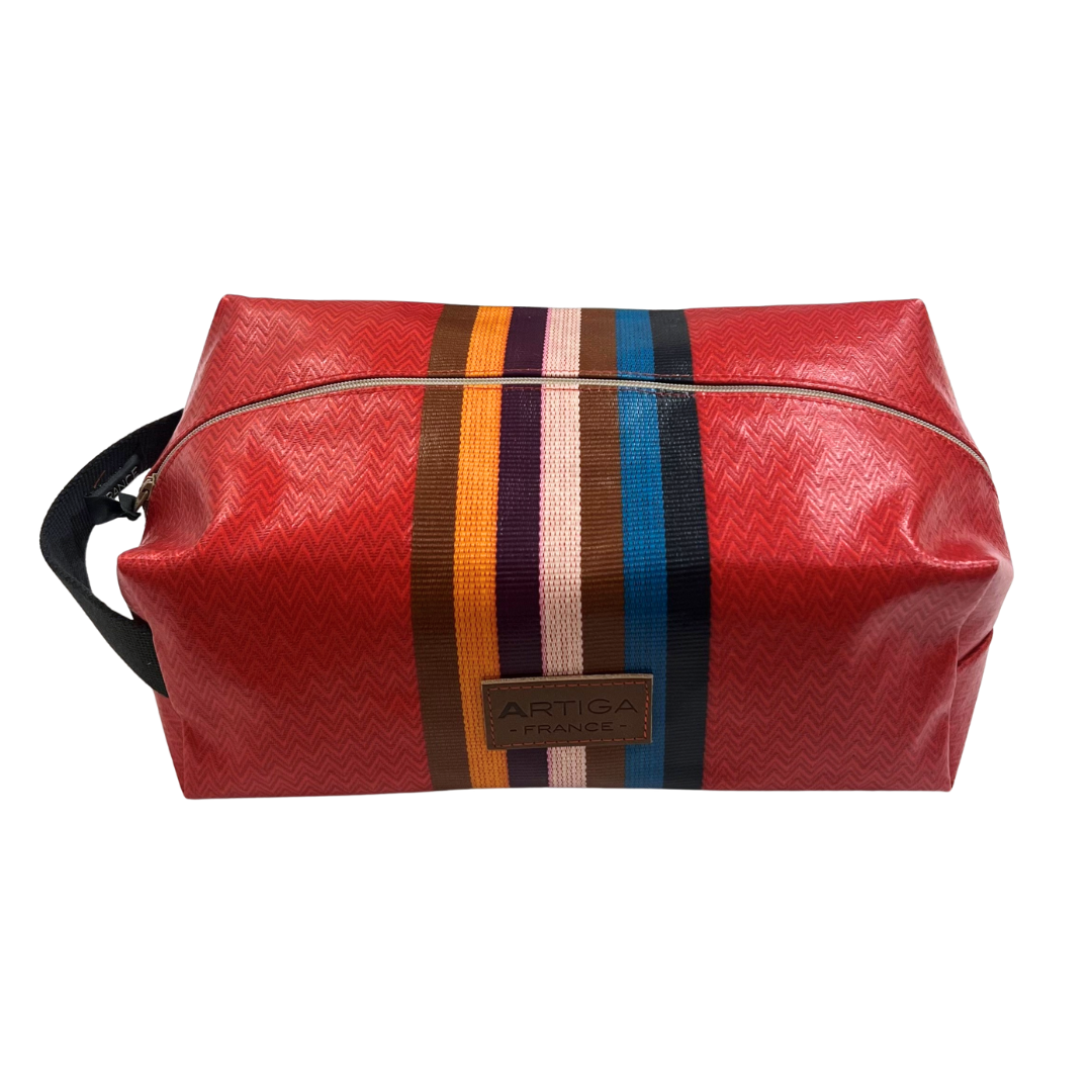 Waxed Toiletry Bag - Orange Chevron