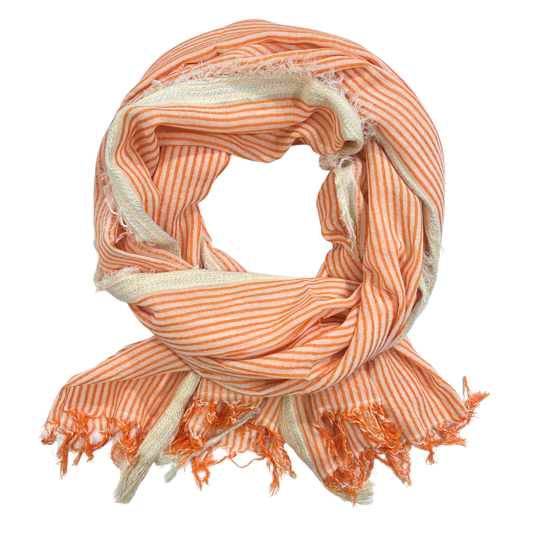 Sarong/Scarf - Cotton Modal Orange Stripe