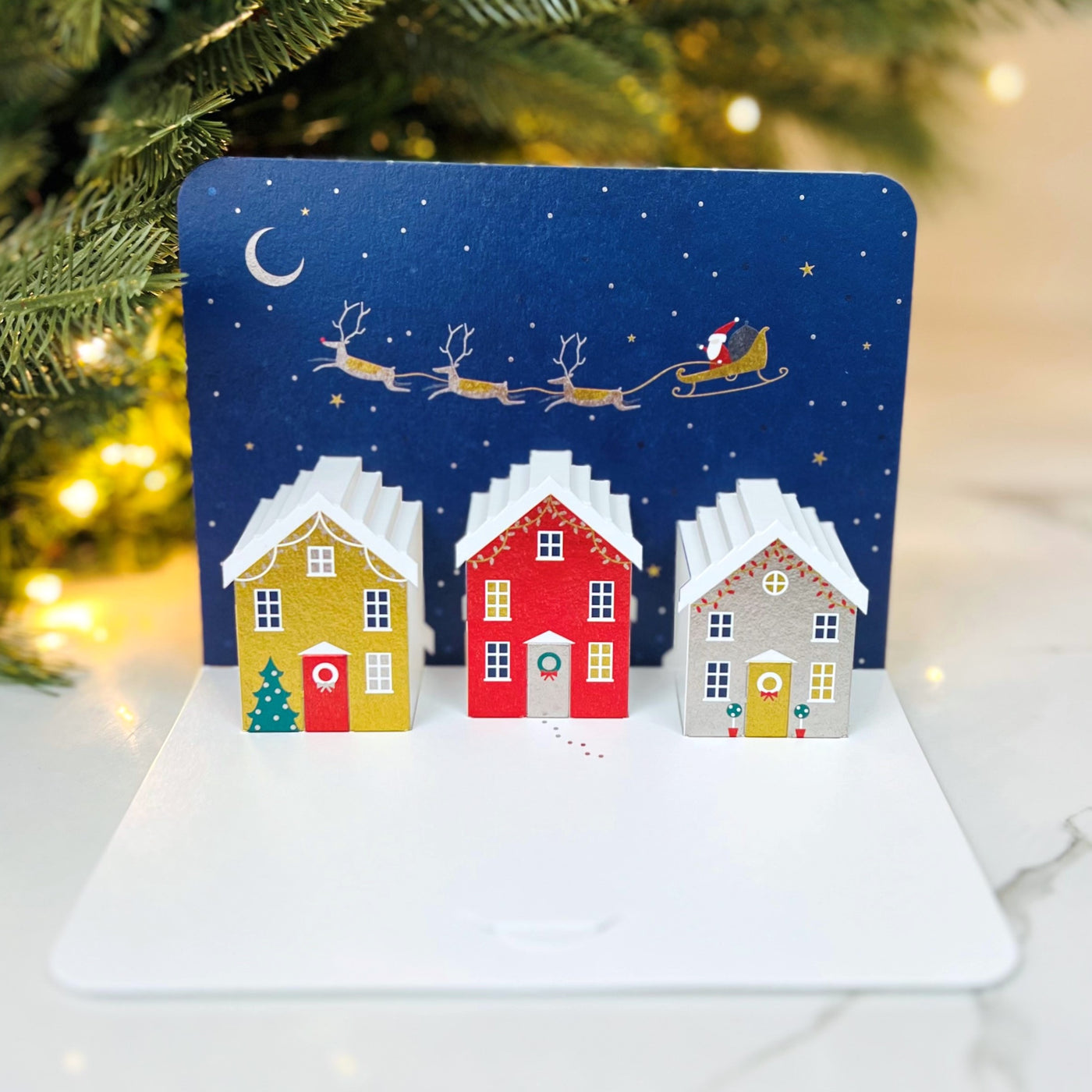 Boxed Cards Santa In Sky