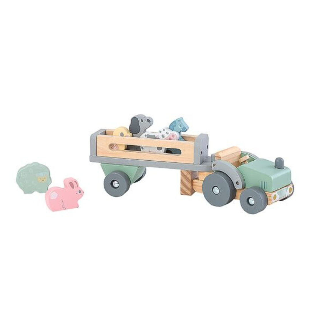 Wooden Tractor with Farm Animals