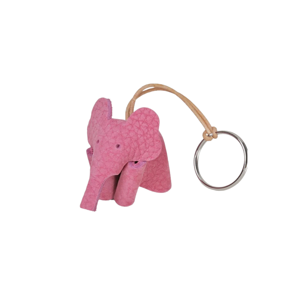 Leather Keyring - Natural Elephant