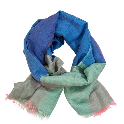 Scarf - Linen Check Blue/Green #4