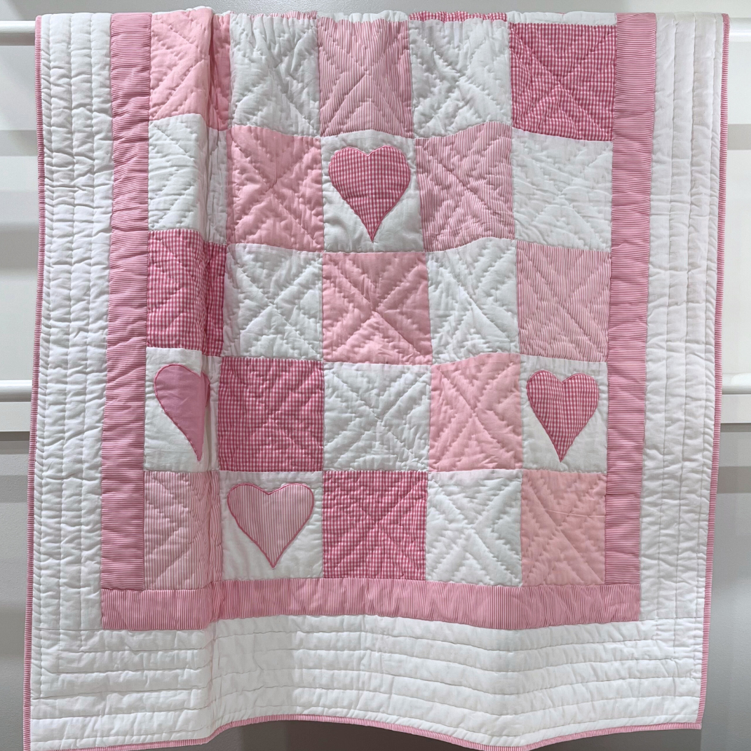 Cot Quilt Pink Heart