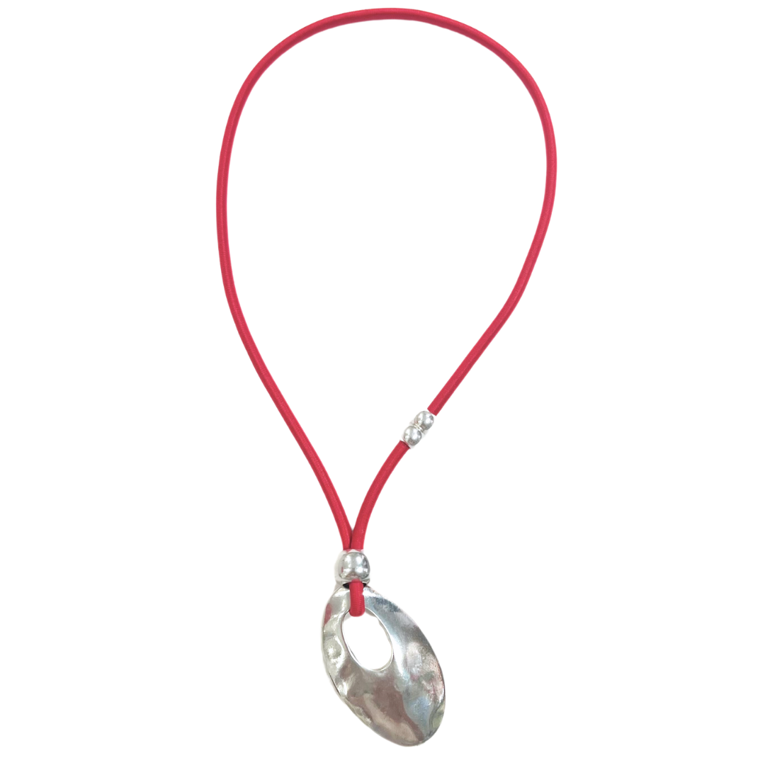 Oval Pull-Through Necklace - Pink