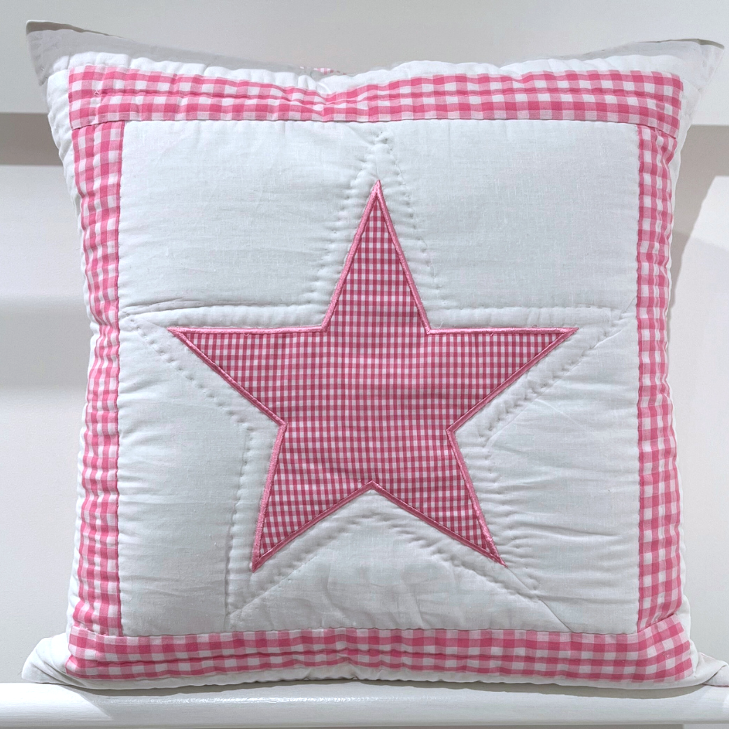 Quilted Cushion Cover - Pink Star