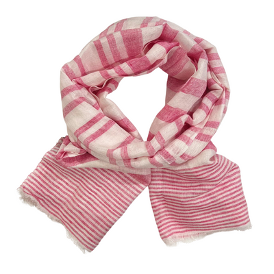 Scarf - Linen Stripe Berry #10