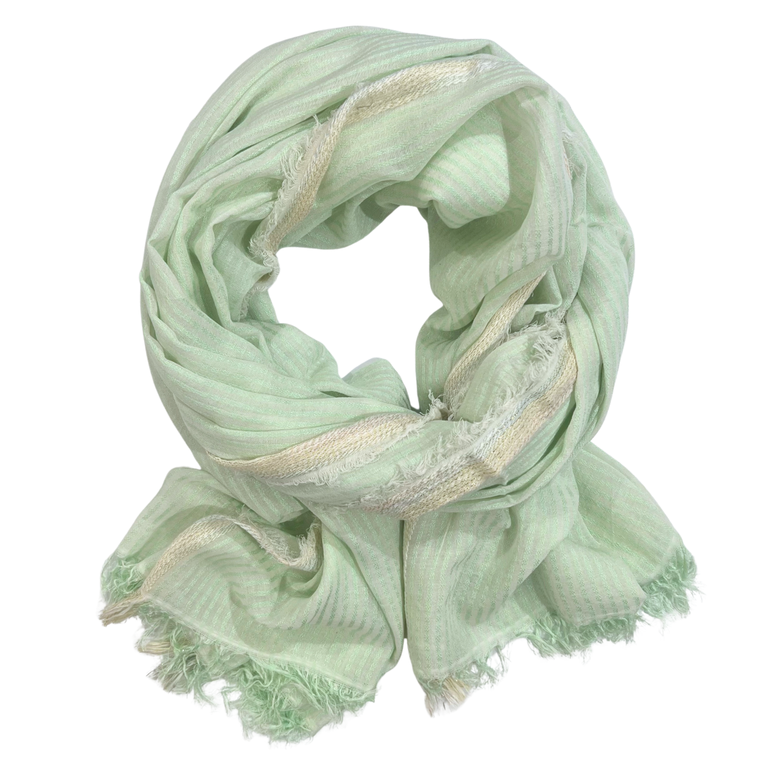 Sarong/Scarf - Cotton Modal Pistachio Stripe
