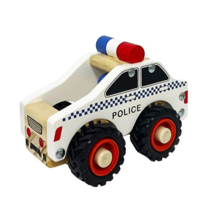 Wooden Wheelie Police Car