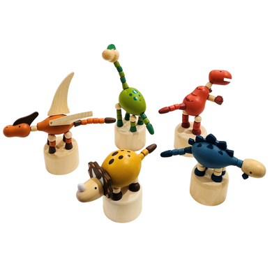 Wooden Dinosaur Press Toy