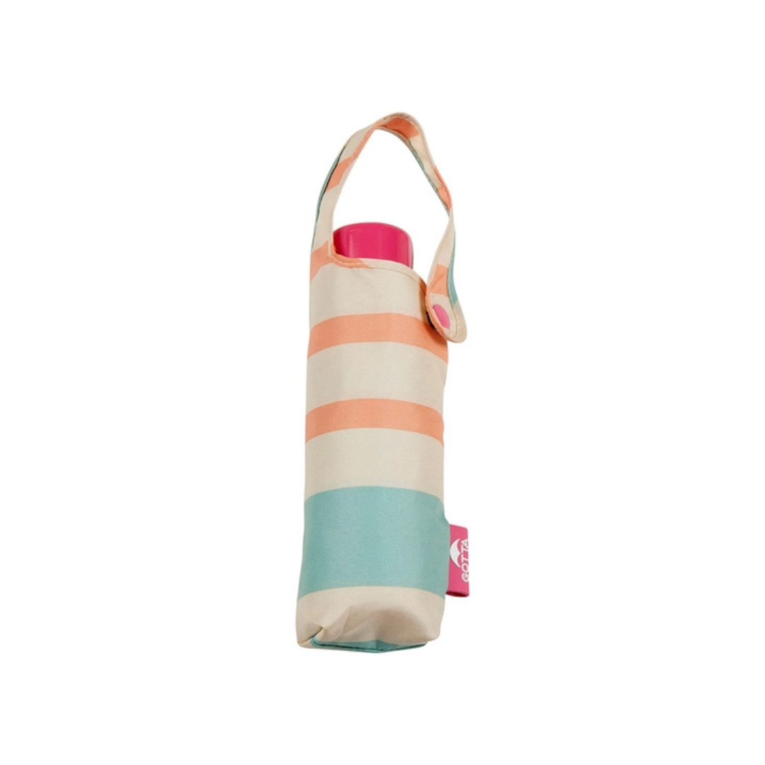 Compact Umbrella - Aqua & Orange Stripe