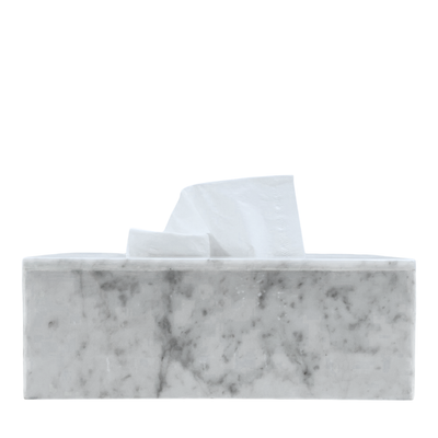 Stone Rectangle Tissue Box - White
