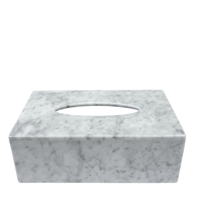 Stone Rectangle Tissue Box - White