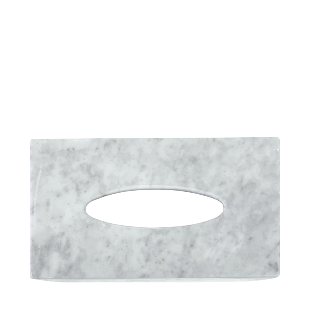 Stone Rectangle Tissue Box - White
