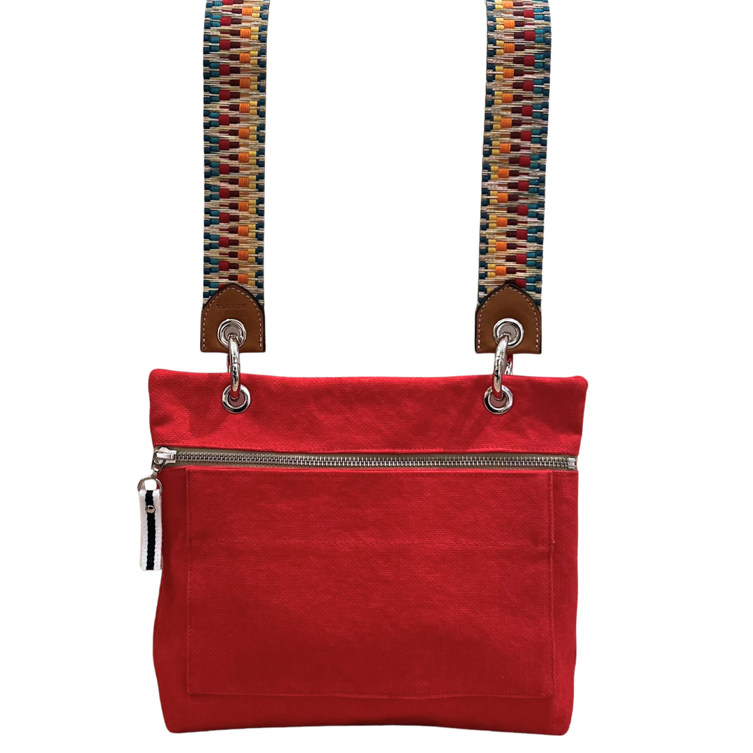 Canvas Cross Body Bag - Red