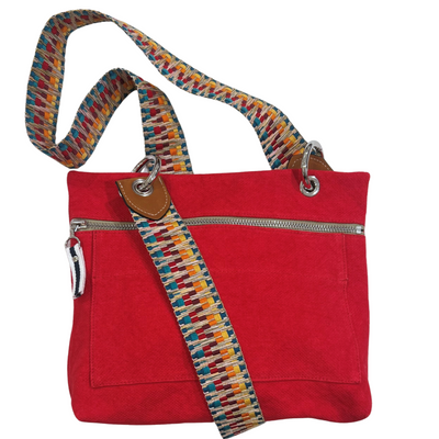Canvas Cross Body Bag - Red