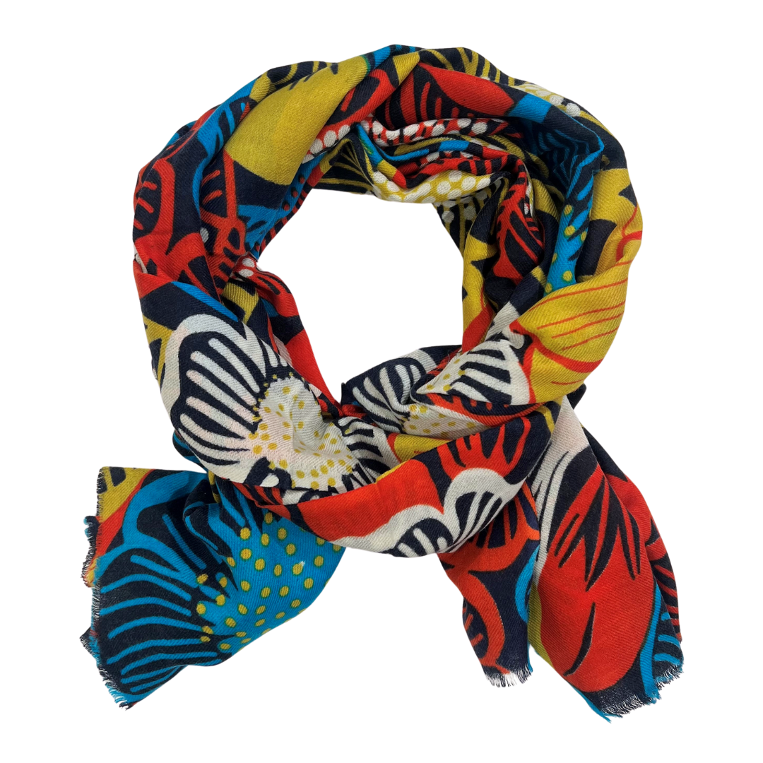 Scarf - Floral Navy Bright