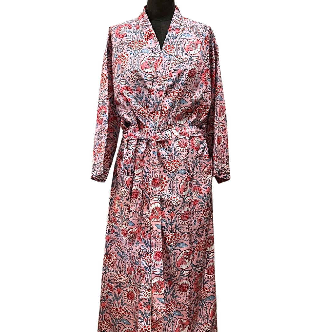 Cotton Robe - Pink Floral – Home and Abroad Trading