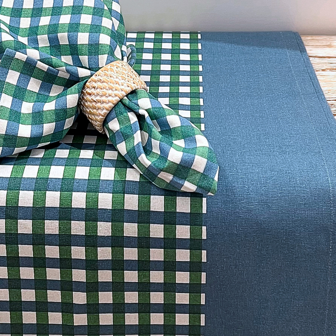 Check Tablecloth - Denim & Sage
