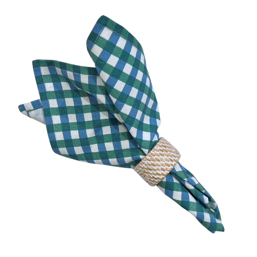 Check Napkin - Denim & Sage