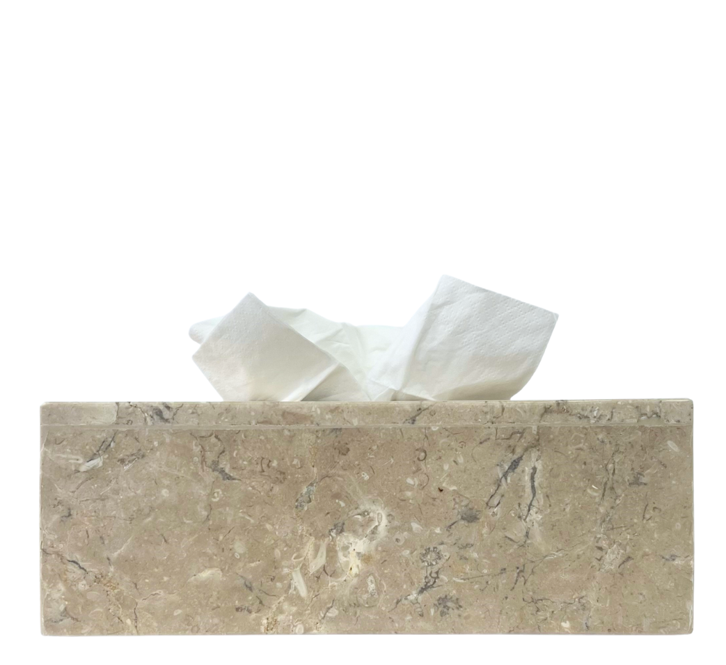 Stone Rectangle Tissue Box - Sand