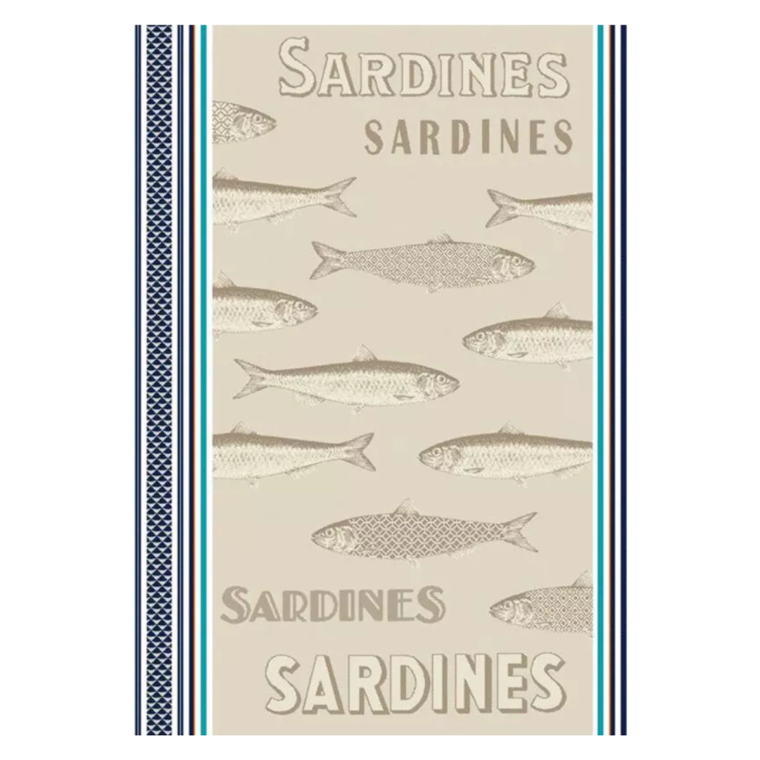 Cotton Jacquard Tea Towel - Sardines