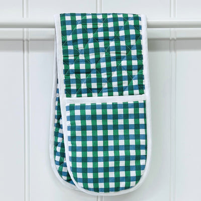 Denim & Sage Check Double Oven Glove