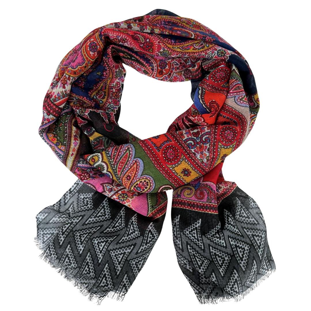 Scarf - Paisley Grey Multi