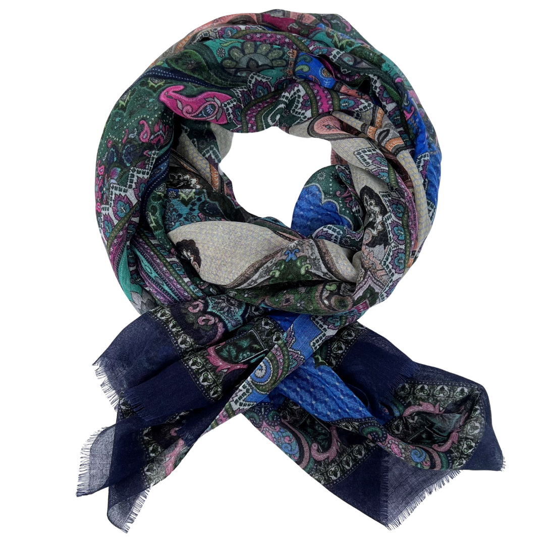 Scarf - Paisley Navy Multi