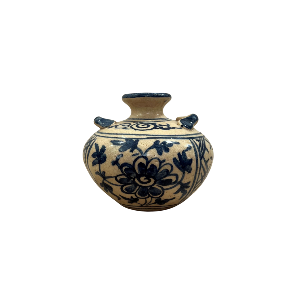 Extra-Small Ceramic Pot - #3 Blue Flower Solid